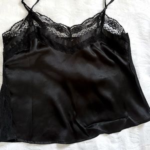 Topshop Black Satin Lace Cami